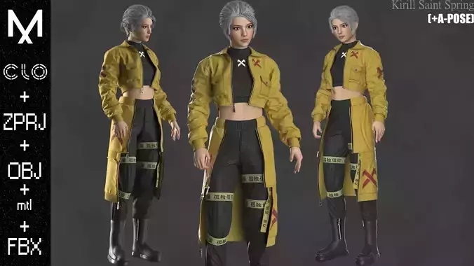 New Outfit Female Marvelous designer Clo3d OBJ mtl FBX ZPRJ