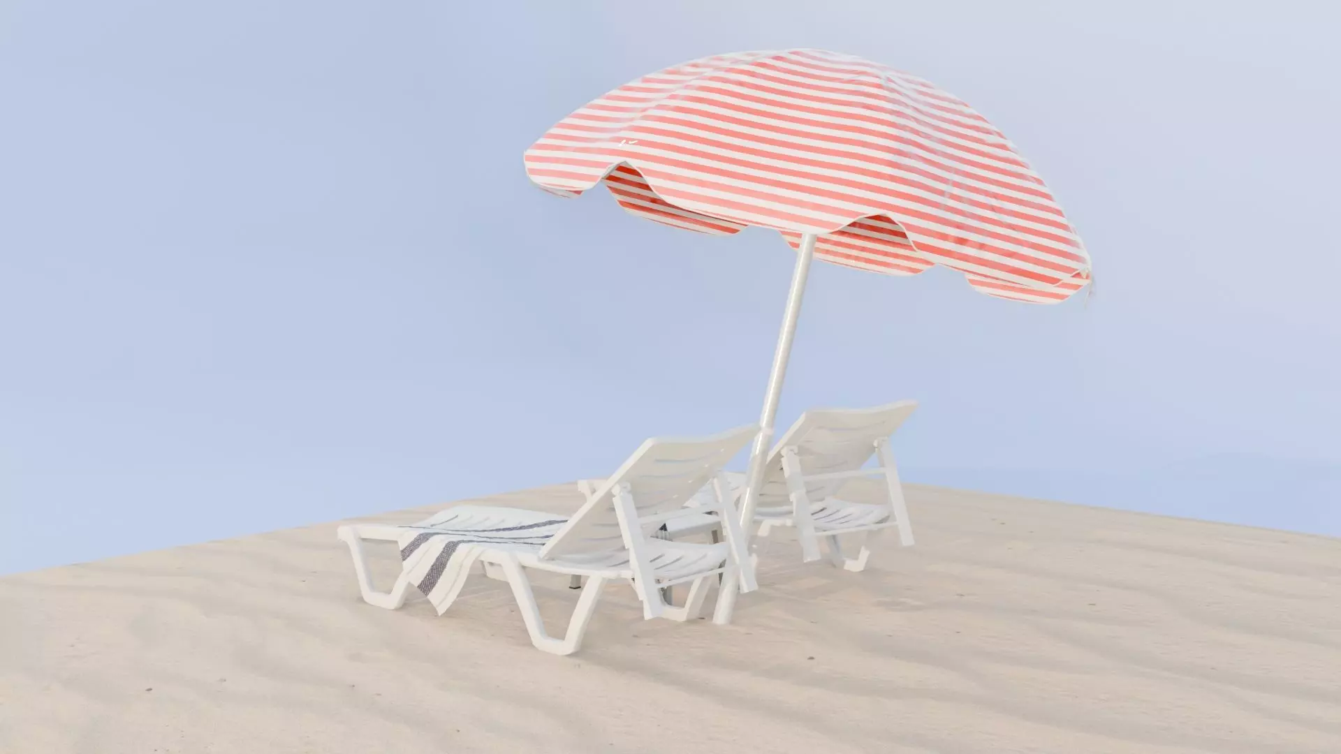 SUNBED AND BEACH Low-poly 3D model_3
