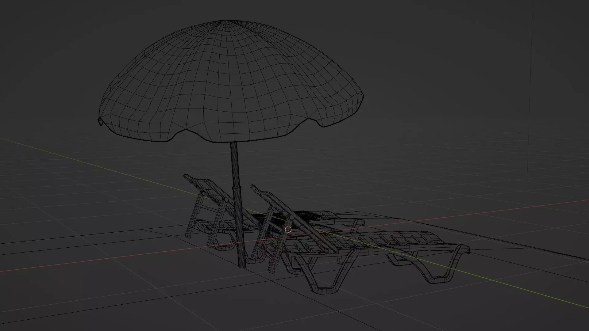 SUNBED AND BEACH Low-poly 3D model_10