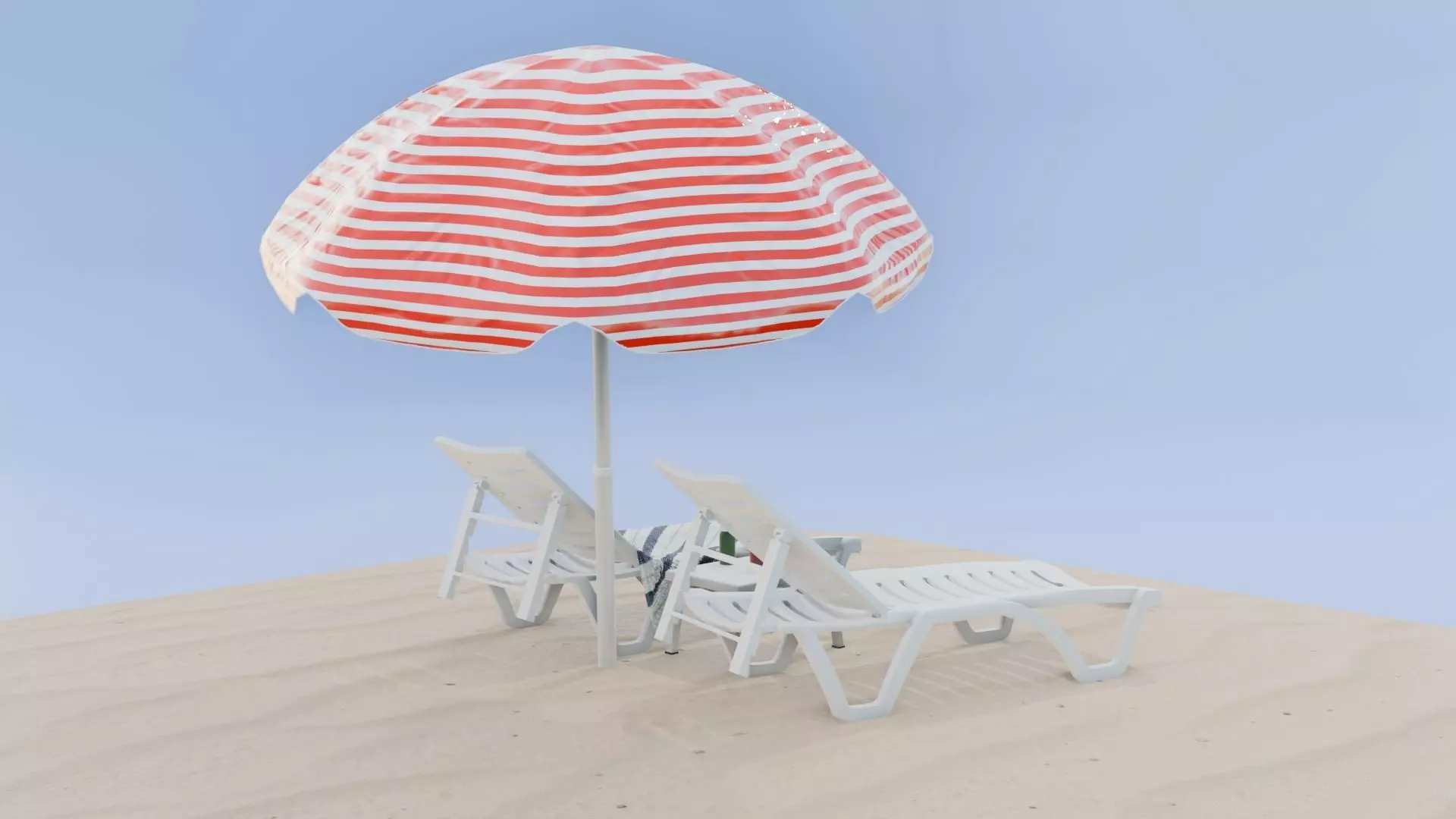 SUNBED AND BEACH Low-poly 3D model_5