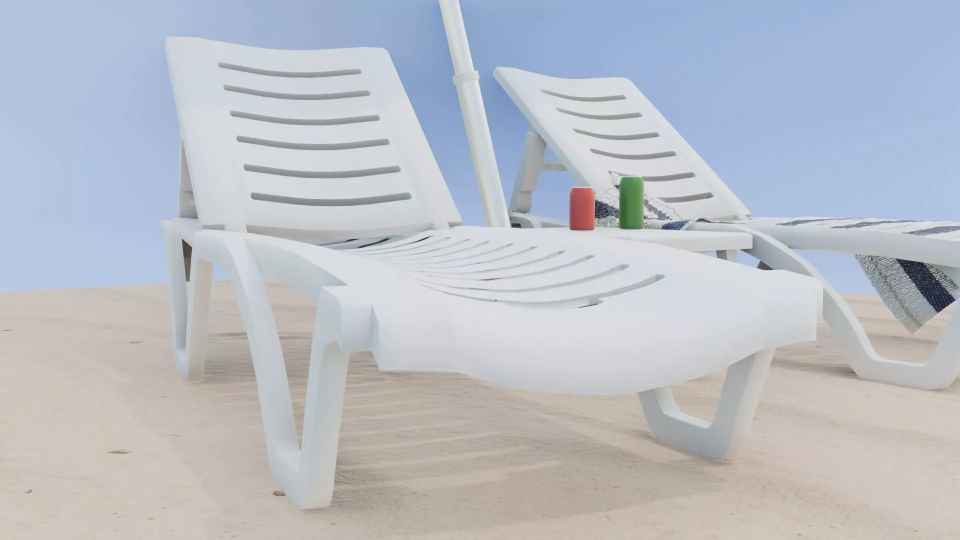 SUNBED AND BEACH Low-poly 3D model_7