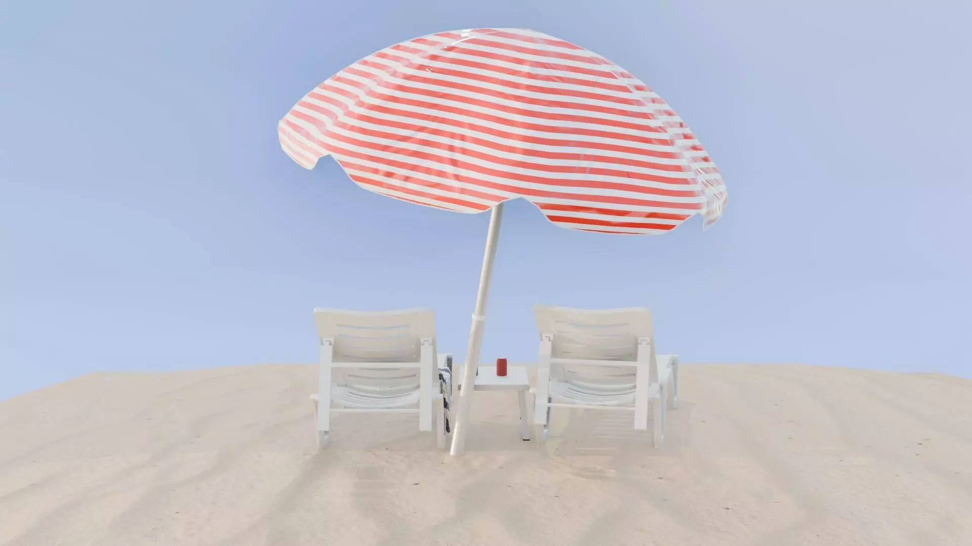 SUNBED AND BEACH Low-poly 3D model_4