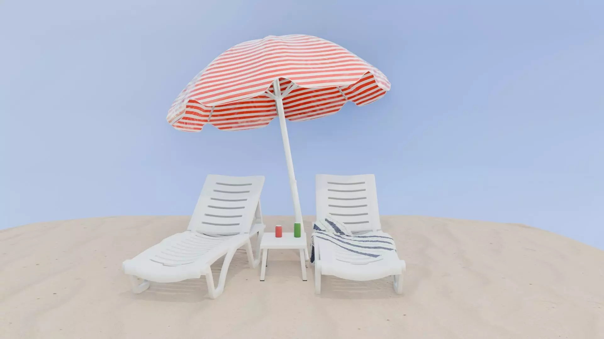 SUNBED AND BEACH Low-poly 3D model_1