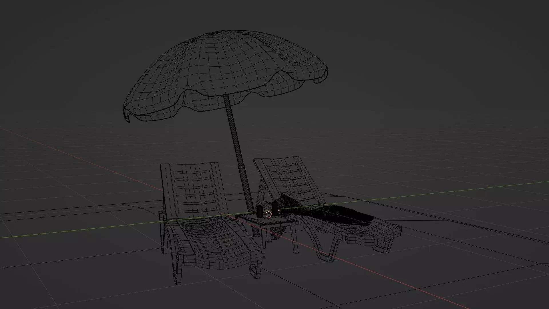 SUNBED AND BEACH Low-poly 3D model_9