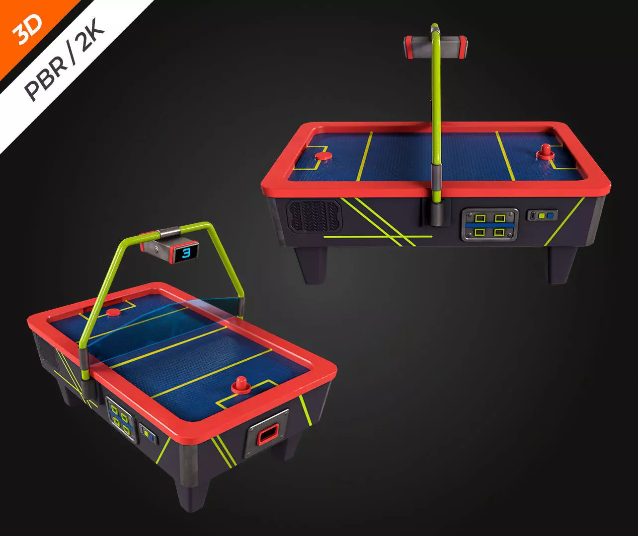 Air Hockey Table Low-poly 3D model_3