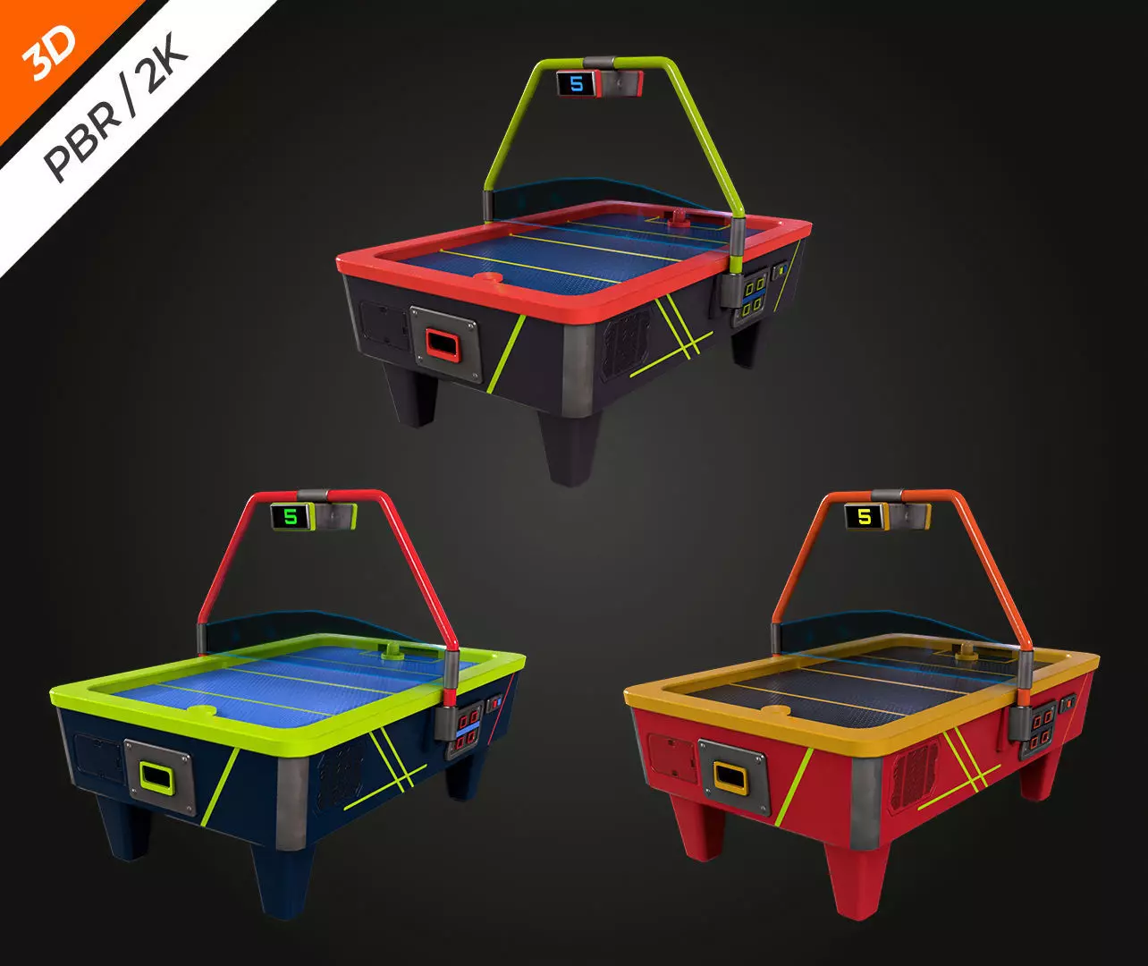 Air Hockey Table Low-poly 3D model_9