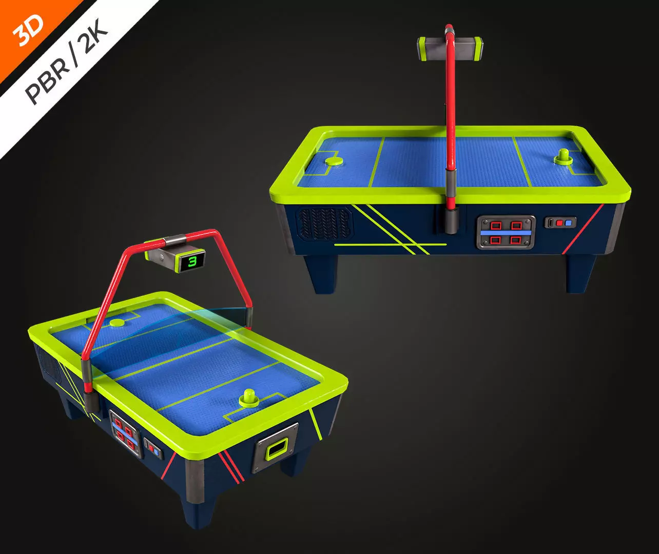 Air Hockey Table Low-poly 3D model_2