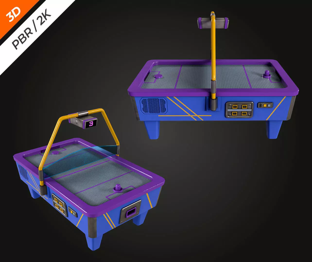 Air Hockey Table Low-poly 3D model_5