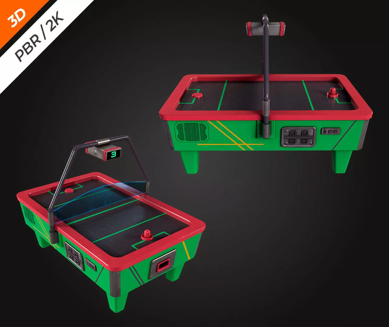 Air Hockey Table Low-poly 3D model_6