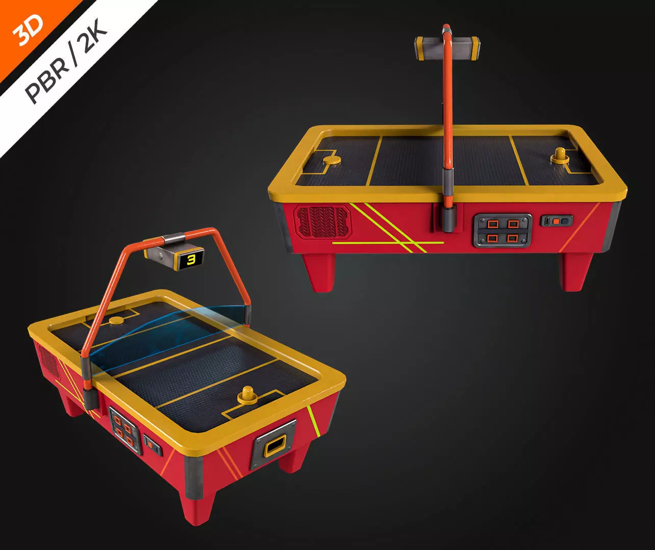 Air Hockey Table Low-poly 3D model_4
