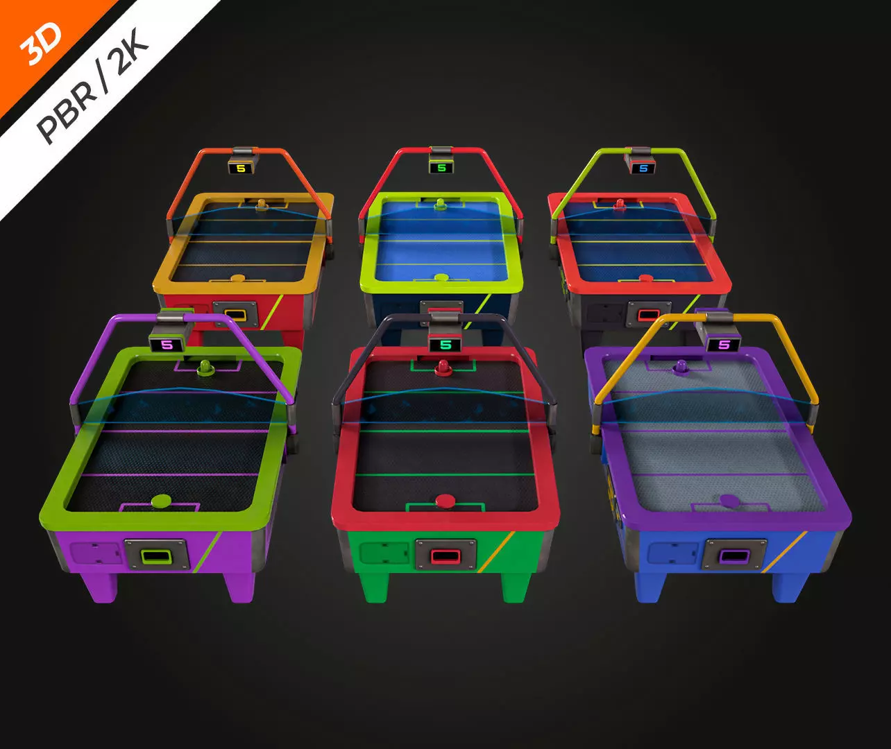 Air Hockey Table Low-poly 3D model_11