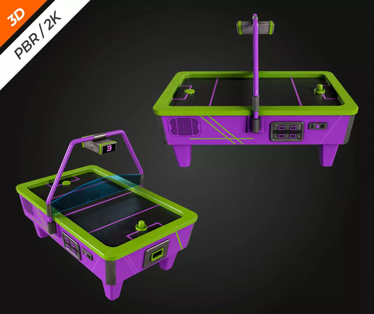 Air Hockey Table Low-poly 3D model_7