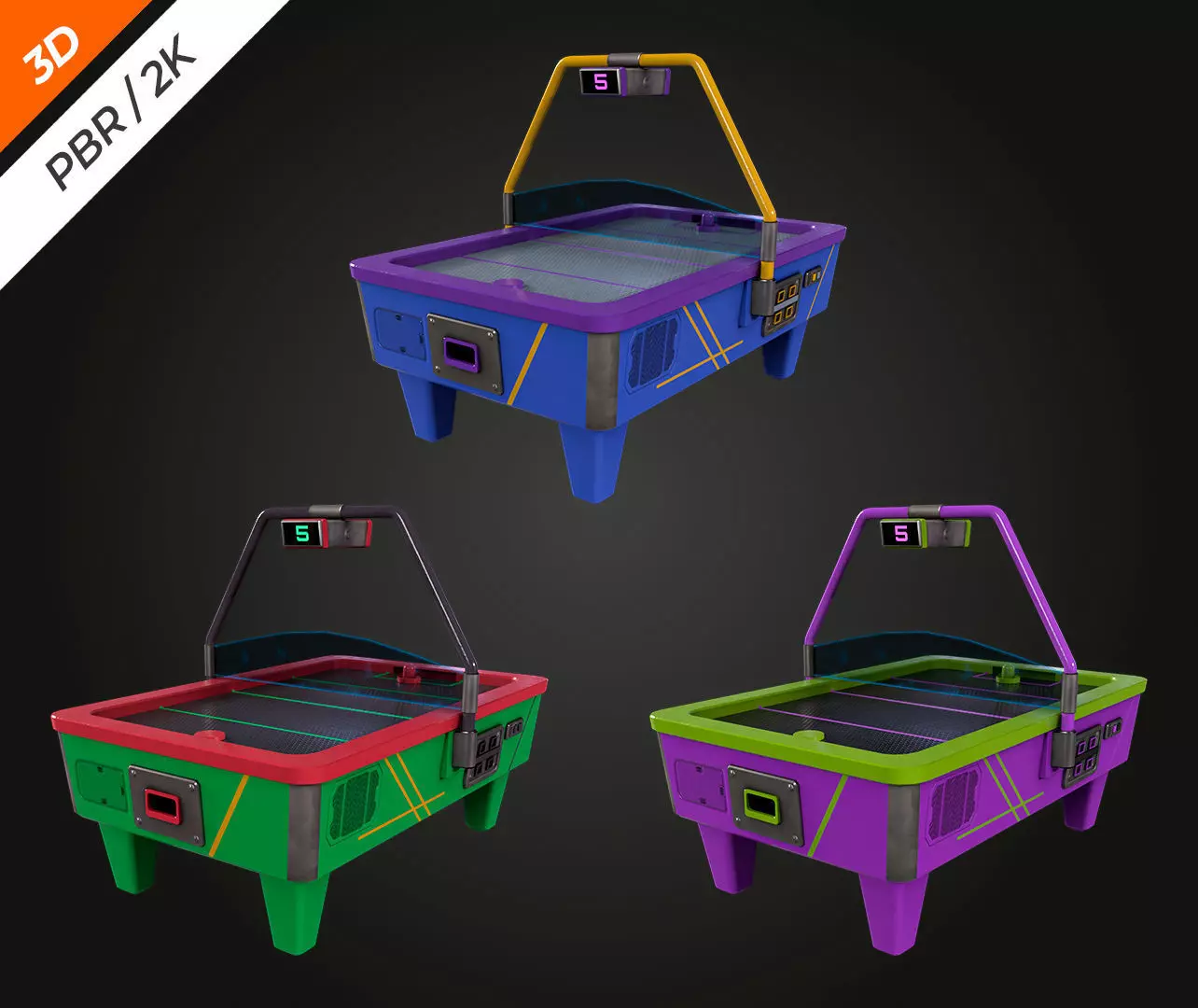 Air Hockey Table Low-poly 3D model_10