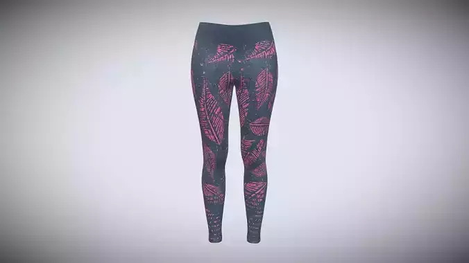 Girls Sports Leggings-Leaf Printed In Low Poly