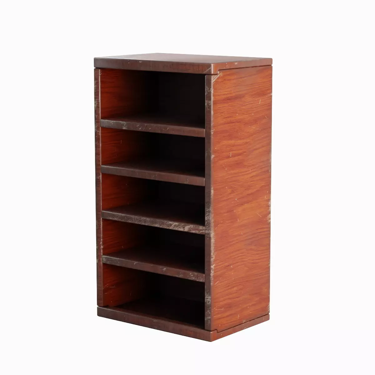 Old Wooden Bookshelf 02 Low-poly 3D model_0