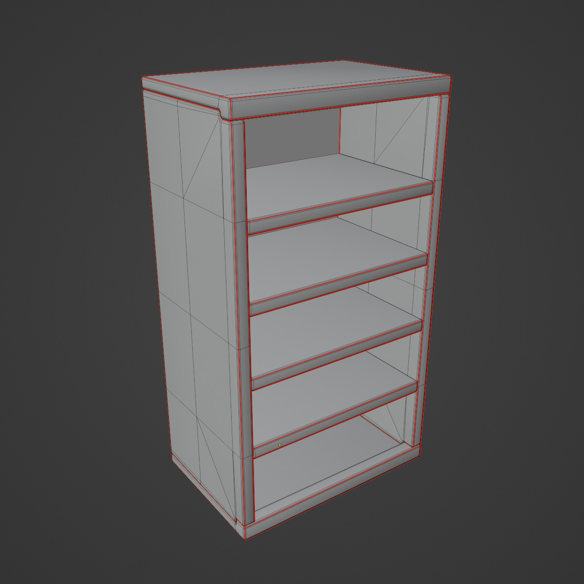 Old Wooden Bookshelf 02 Low-poly 3D model_8