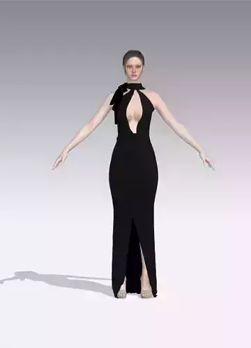 halter neck dress long Low-poly 3D model