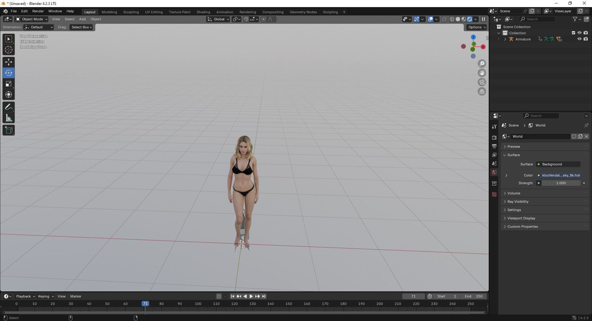 Ksenia -Blonde Female Head Model Low-poly 3D model_6