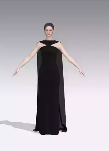 hour glass form dress black matte  Low-poly 3D model