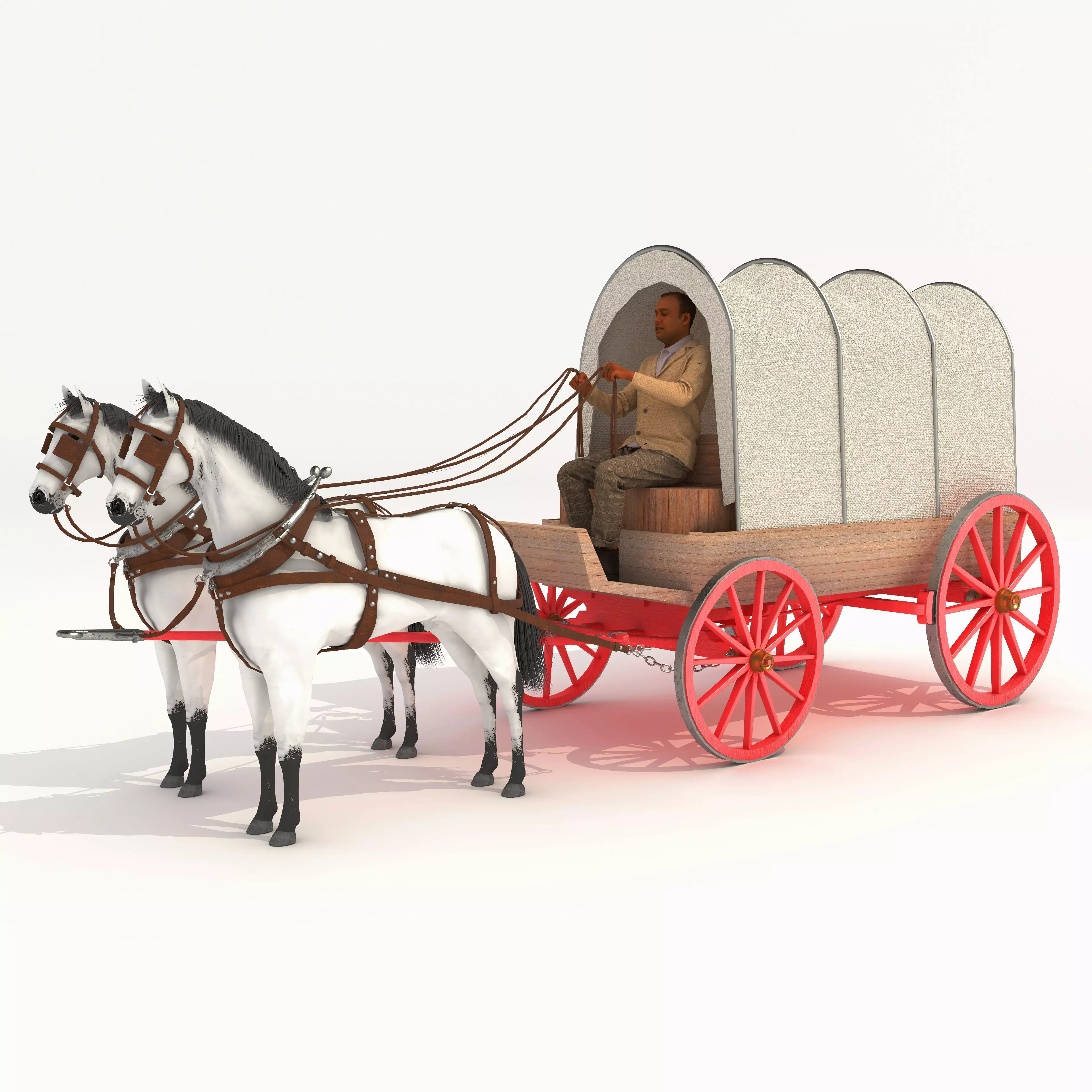 Covered Wagon 2 - 4K 3D model_0
