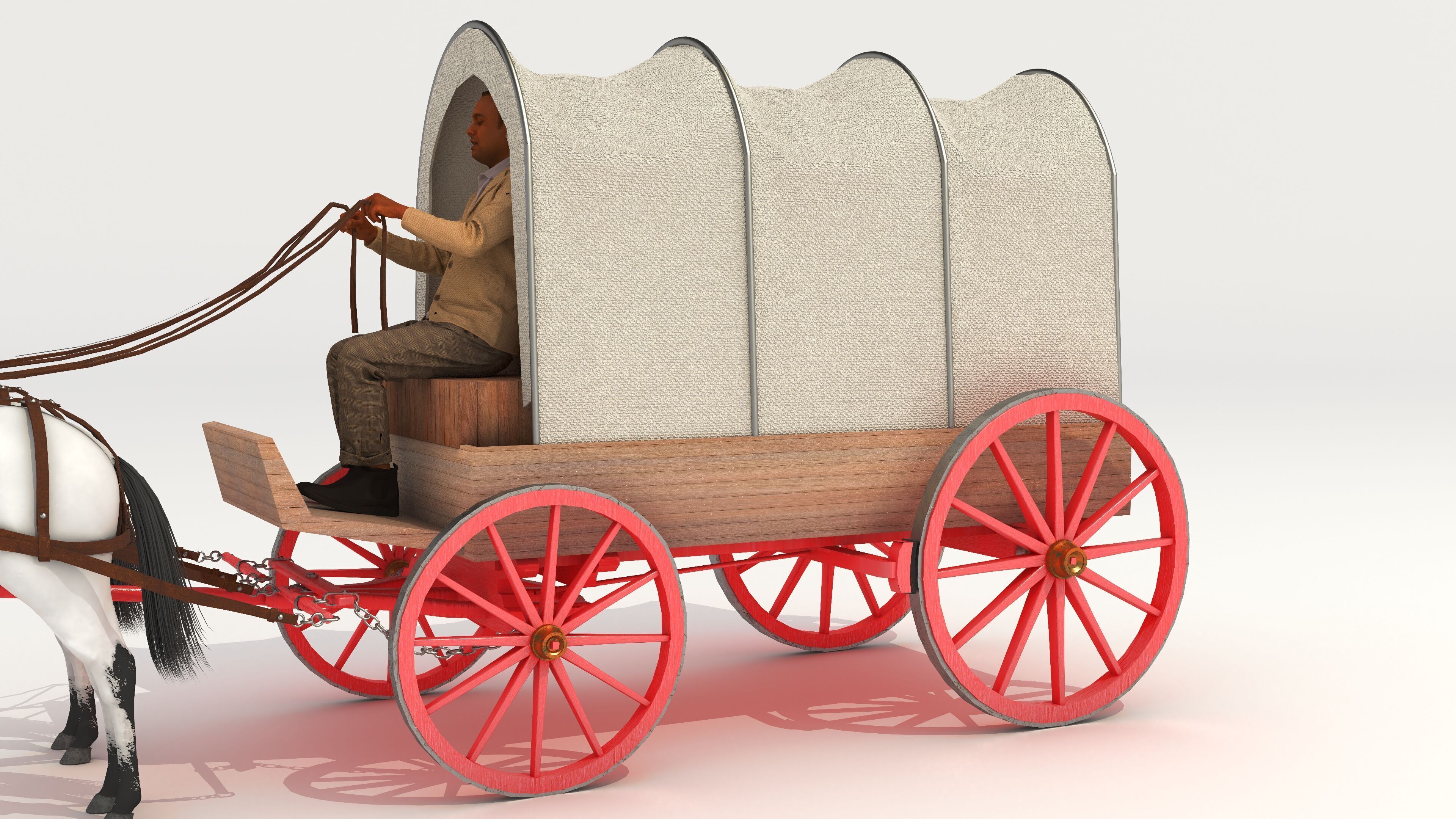 Covered Wagon 2 - 4K 3D model_5