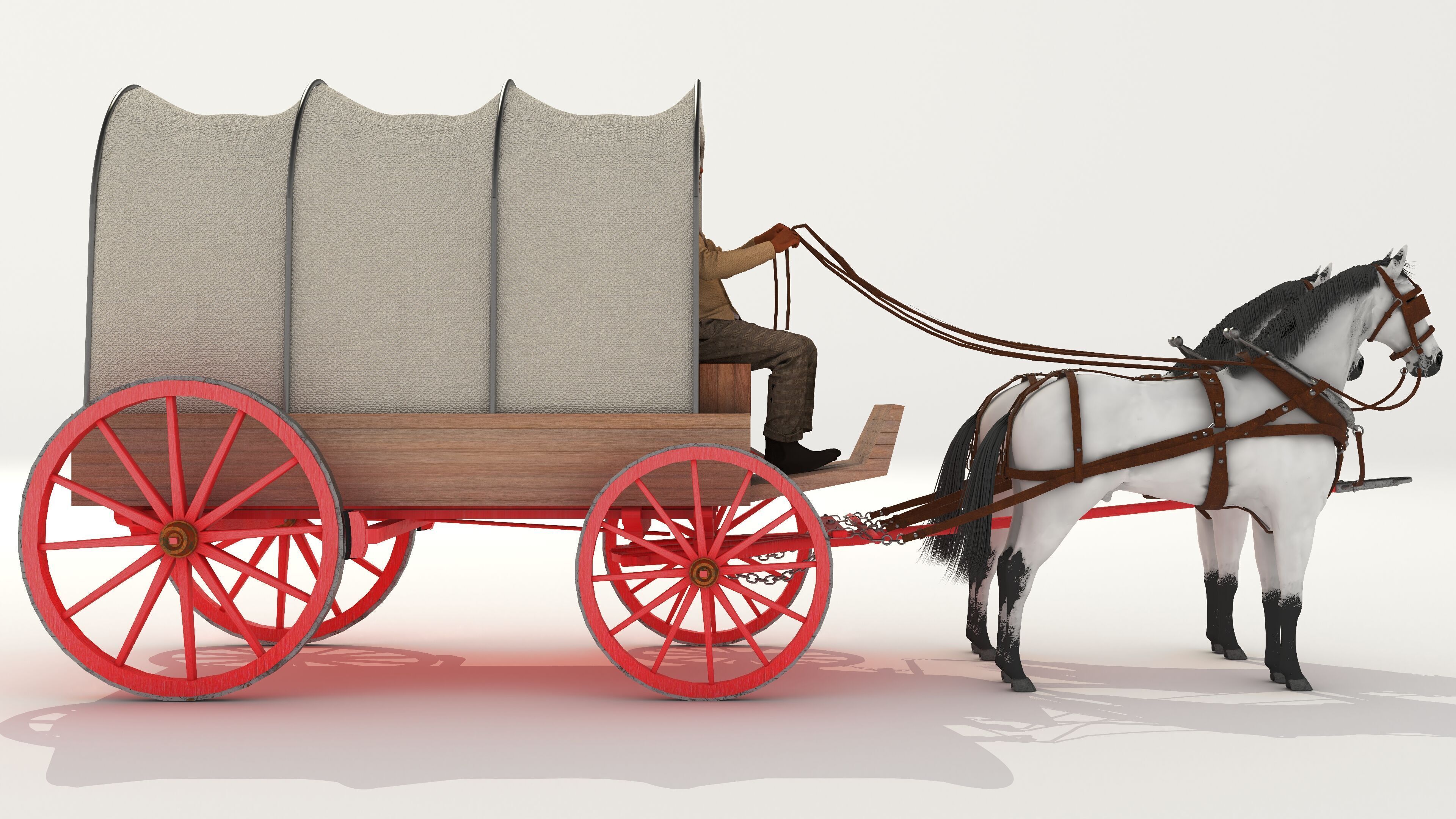 Covered Wagon 2 - 4K 3D model_9