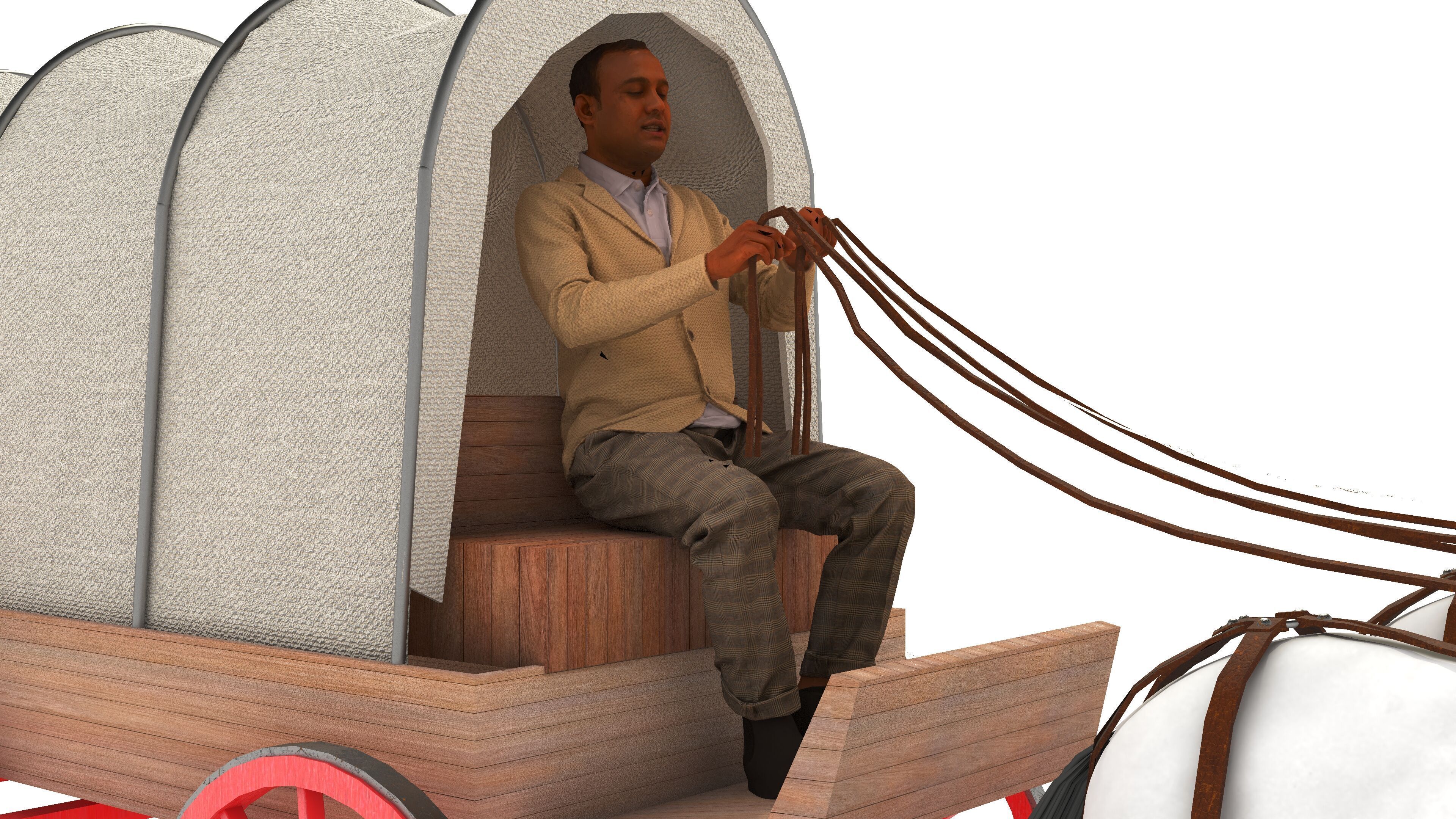 Covered Wagon 2 - 4K 3D model_2