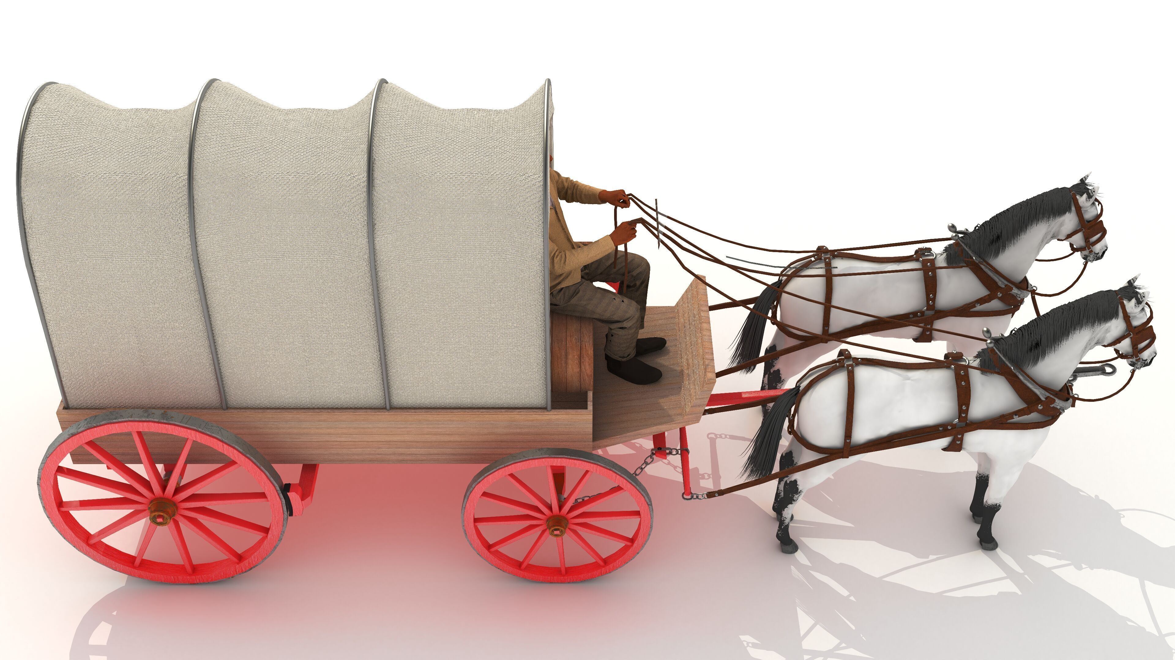 Covered Wagon 2 - 4K 3D model_16