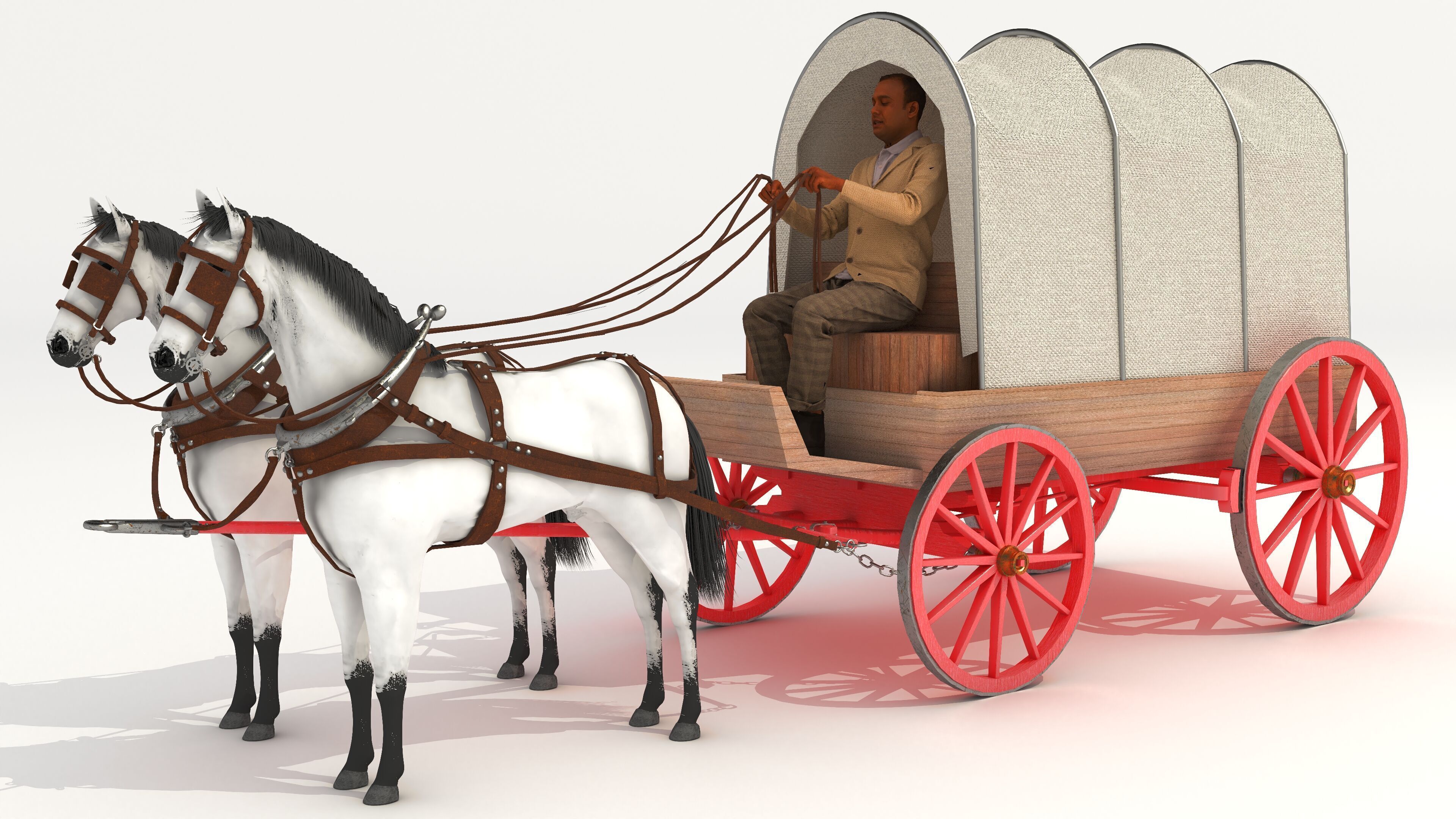 Covered Wagon 2 - 4K 3D model_1