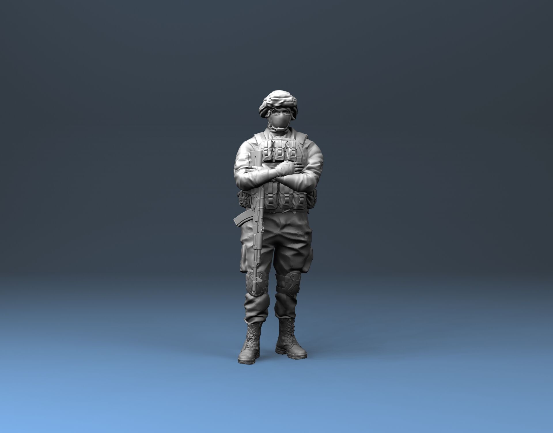 Morden soldier standing 3D print model_1