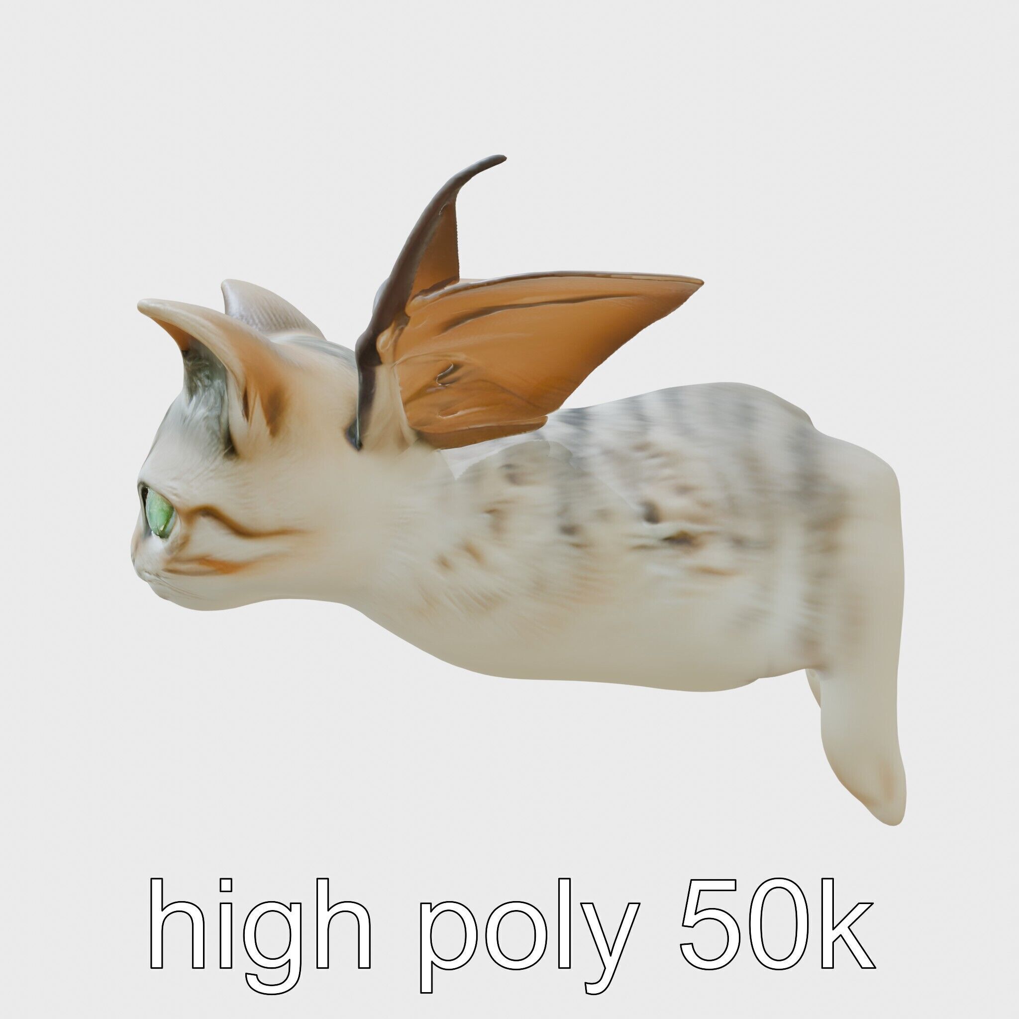 Flying Cat Bat Hybrid Creature model pack Low-poly 3D model_10