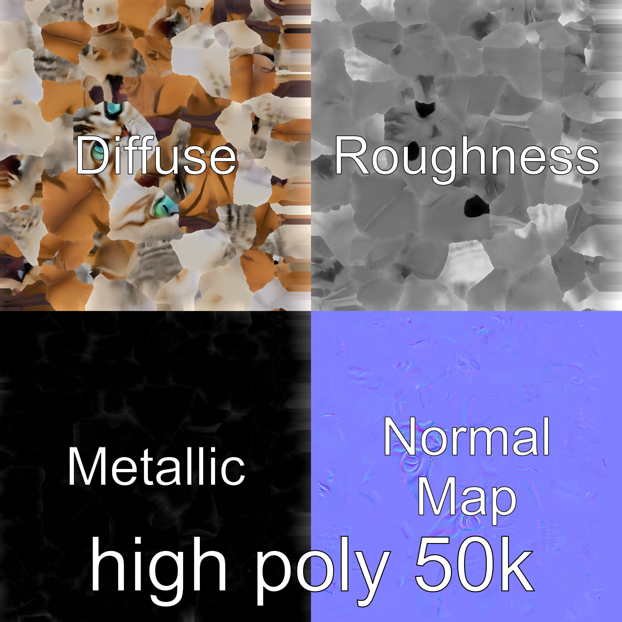 Flying Cat Bat Hybrid Creature model pack Low-poly 3D model_32