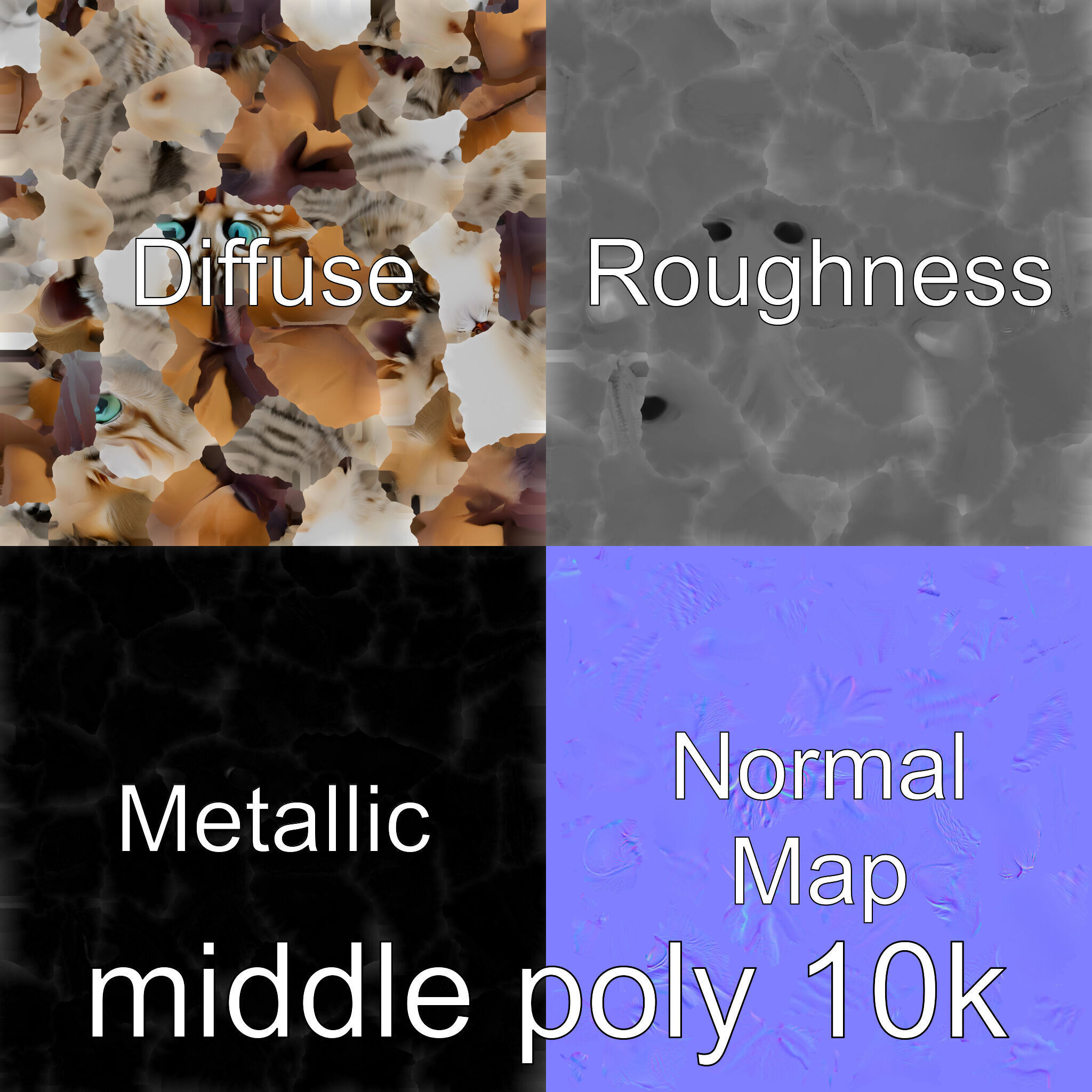 Flying Cat Bat Hybrid Creature model pack Low-poly 3D model_25