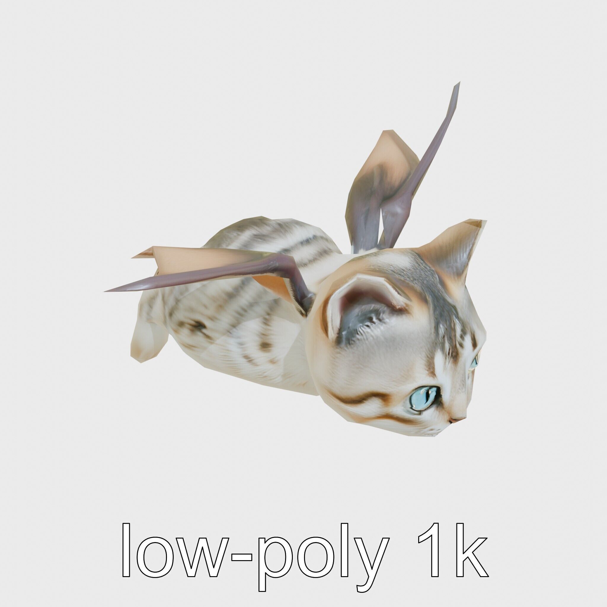 Flying Cat Bat Hybrid Creature model pack Low-poly 3D model_12