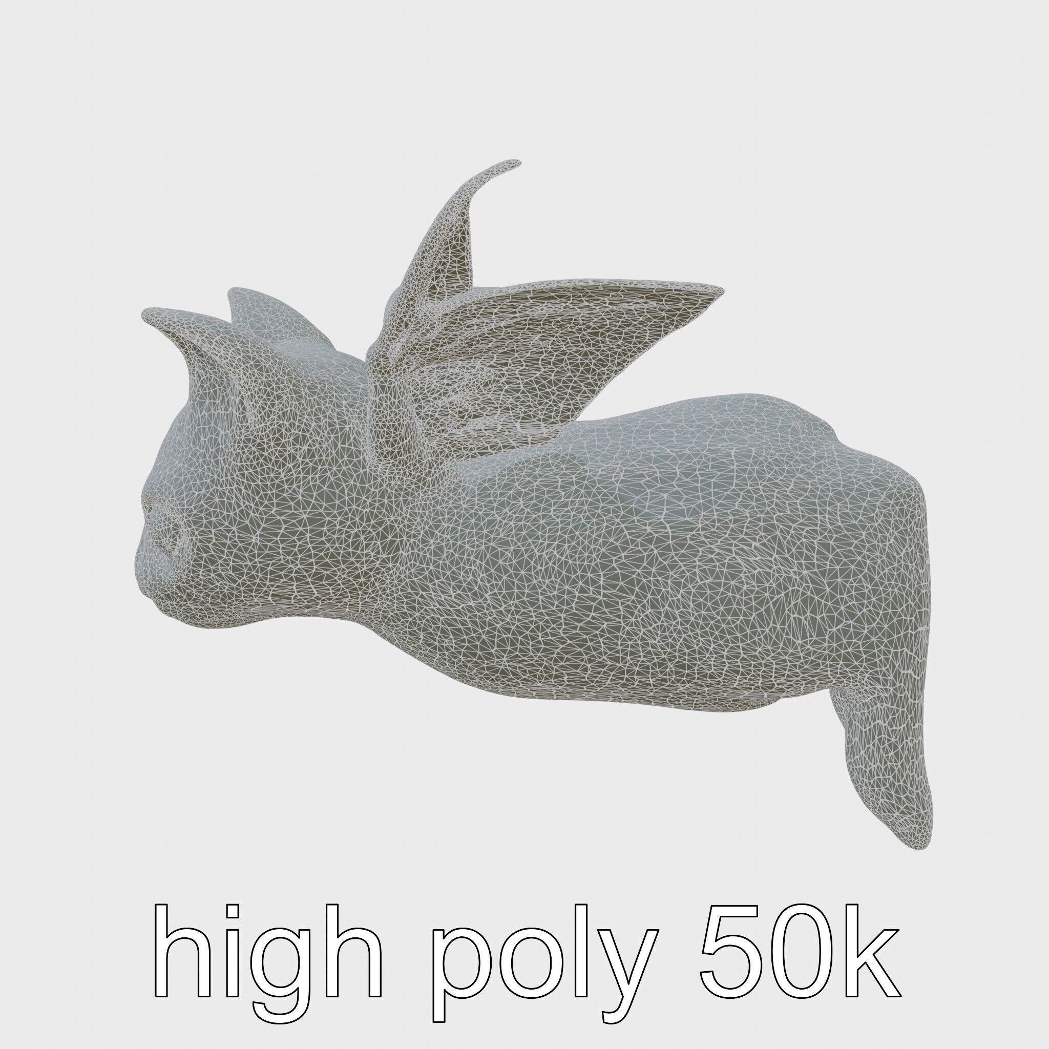 Flying Cat Bat Hybrid Creature model pack Low-poly 3D model_31