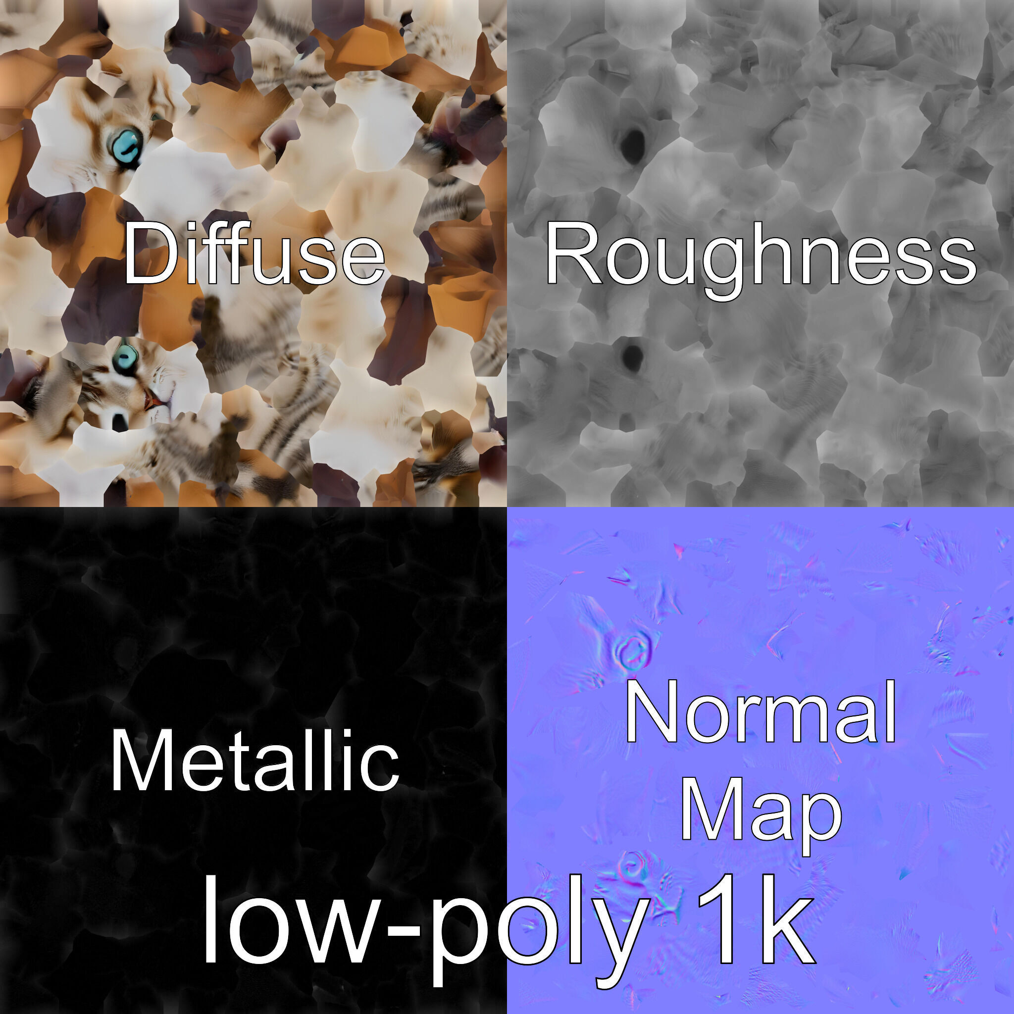 Flying Cat Bat Hybrid Creature model pack Low-poly 3D model_4