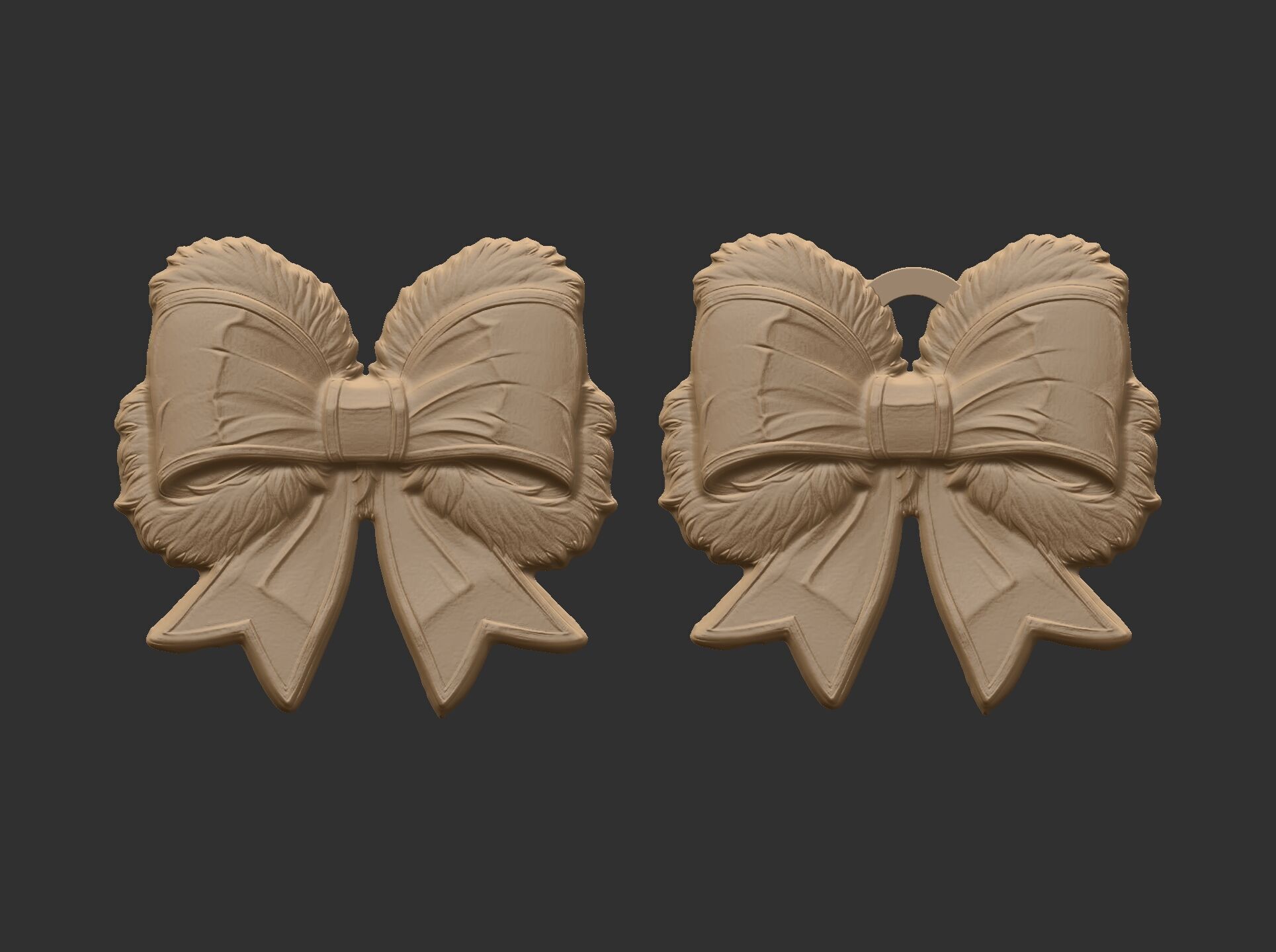 christmas ribbon bow decor 1  3D print model_2