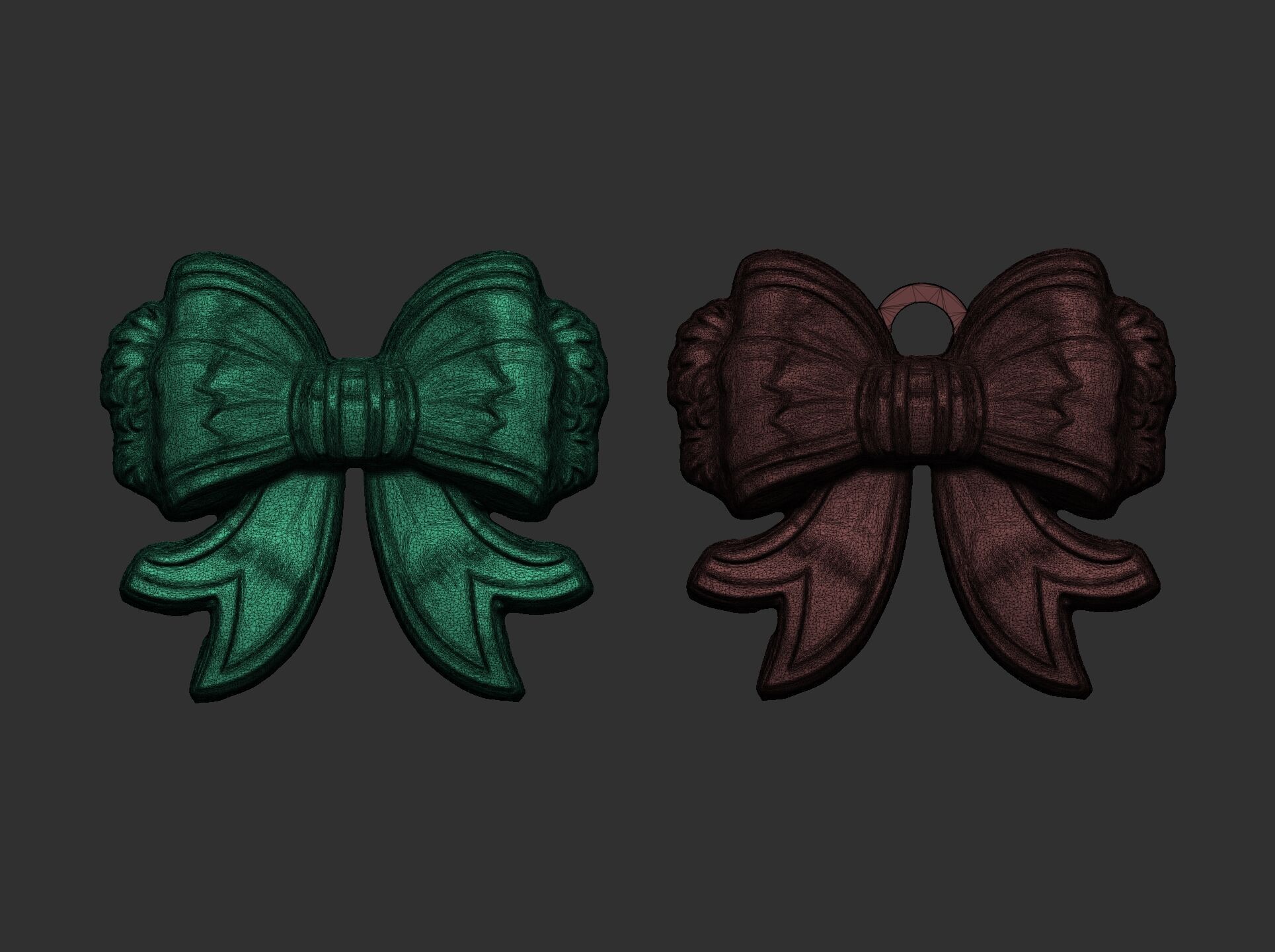 christmas ribbon bow 2  3D print model_2