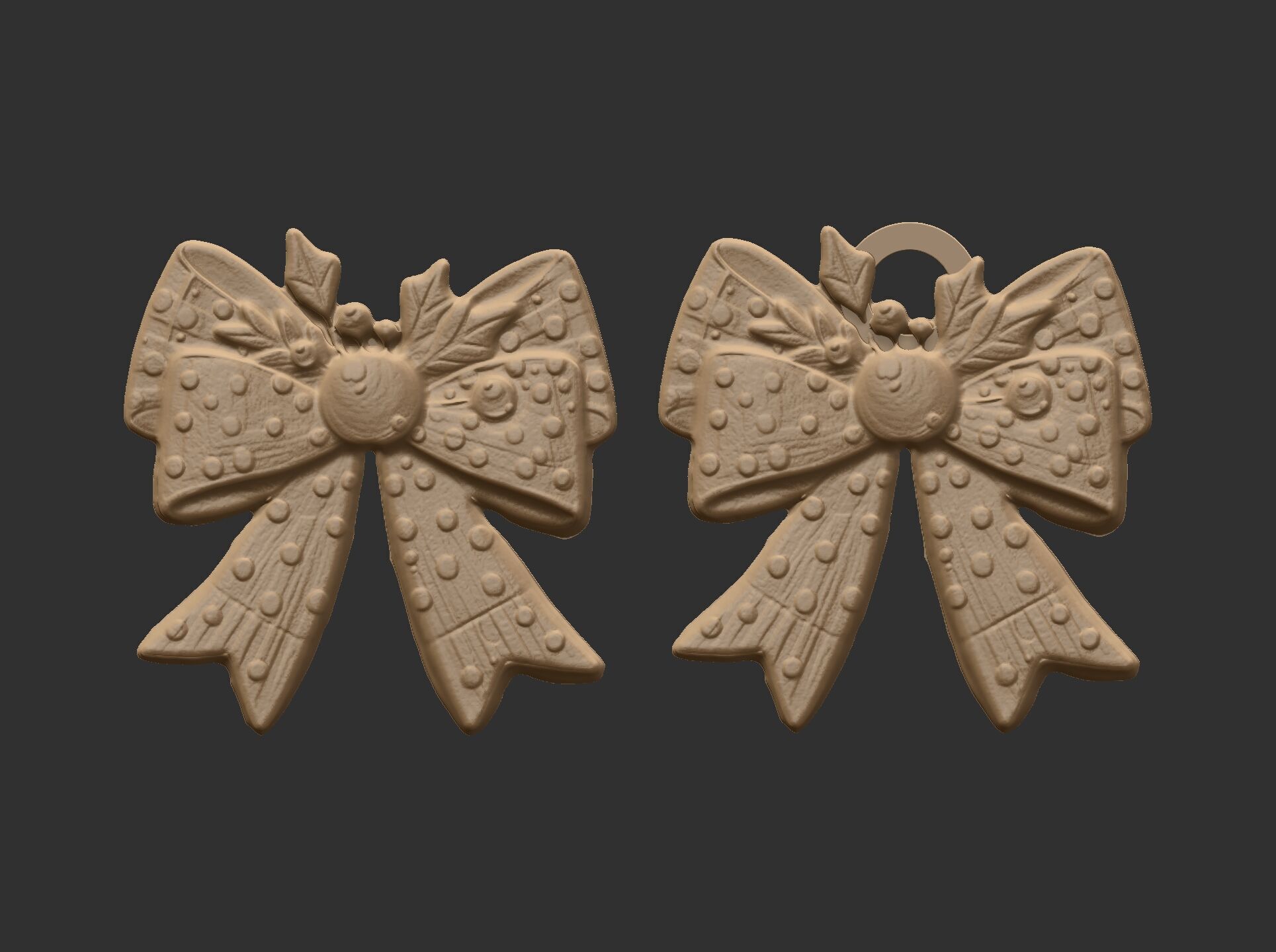 christmas ribbon bow 5 3D print model_2