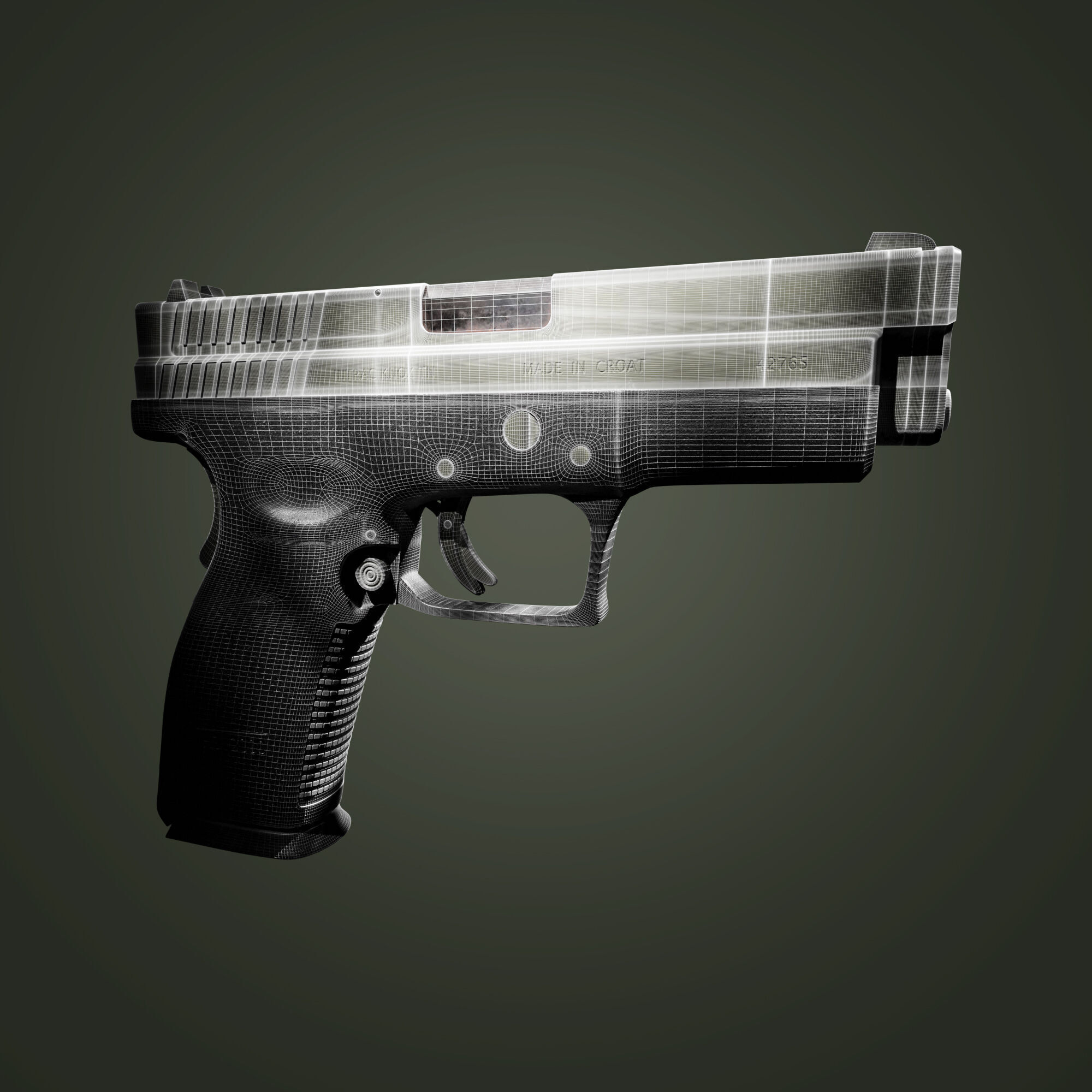 HS2000 First Gen Croatian Pistol Low-poly 3D model_4