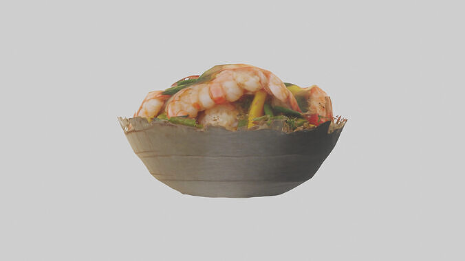 Shrimp stirfry model 3D model 3