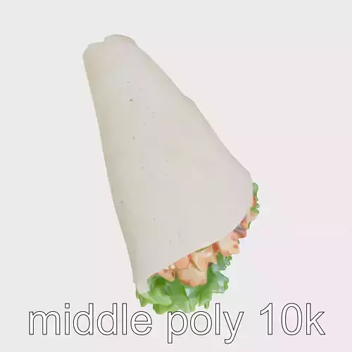 Loaded Chicken Avocado Wrap model pack Low-poly 3D model
