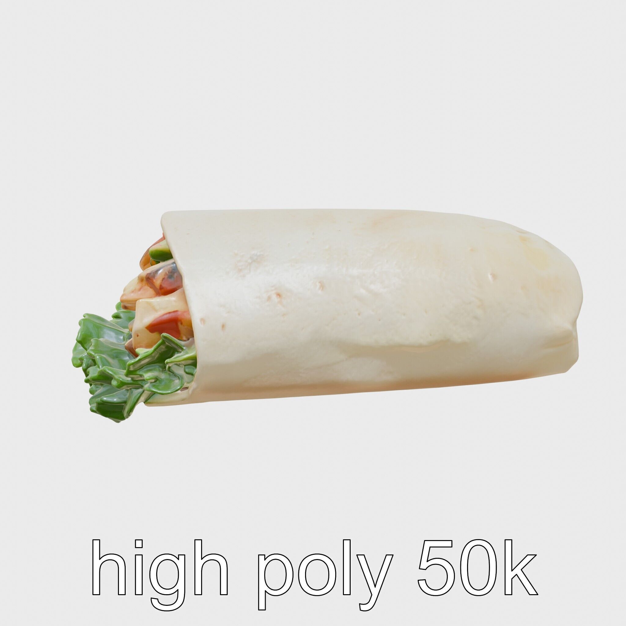 Loaded Chicken Avocado Wrap model pack Low-poly 3D model_20