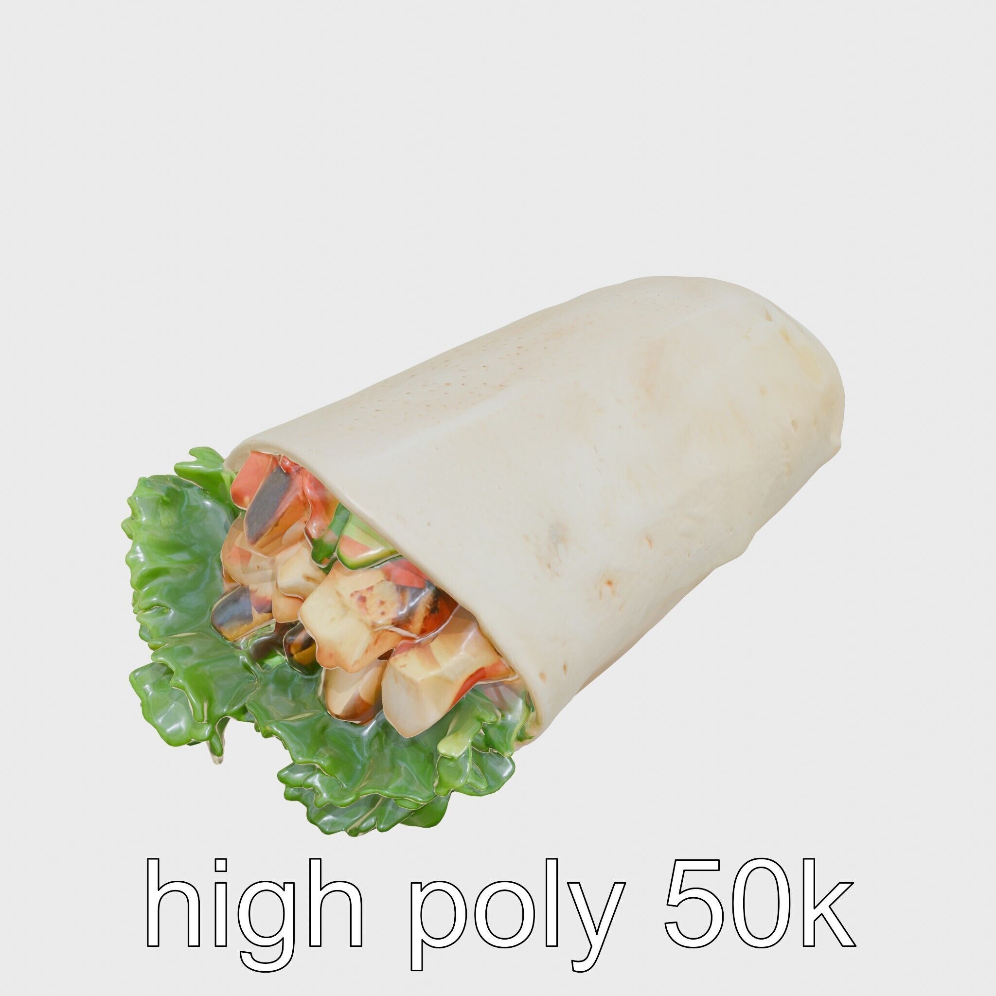 Loaded Chicken Avocado Wrap model pack Low-poly 3D model_11