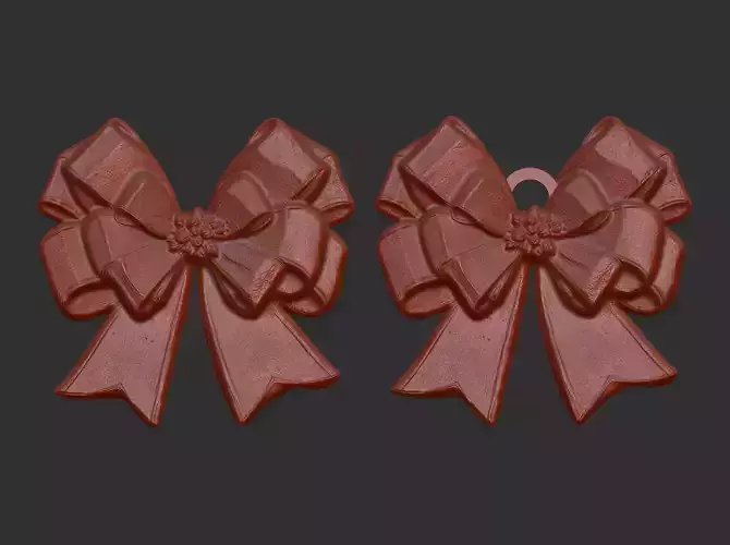 christmas ribbon bow decor 10 3D print model