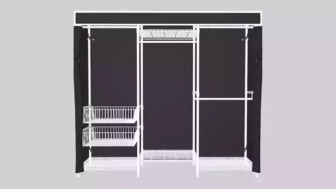 Portable Closets Heavy Duty Clothes Rack with Slid Basket 3D model