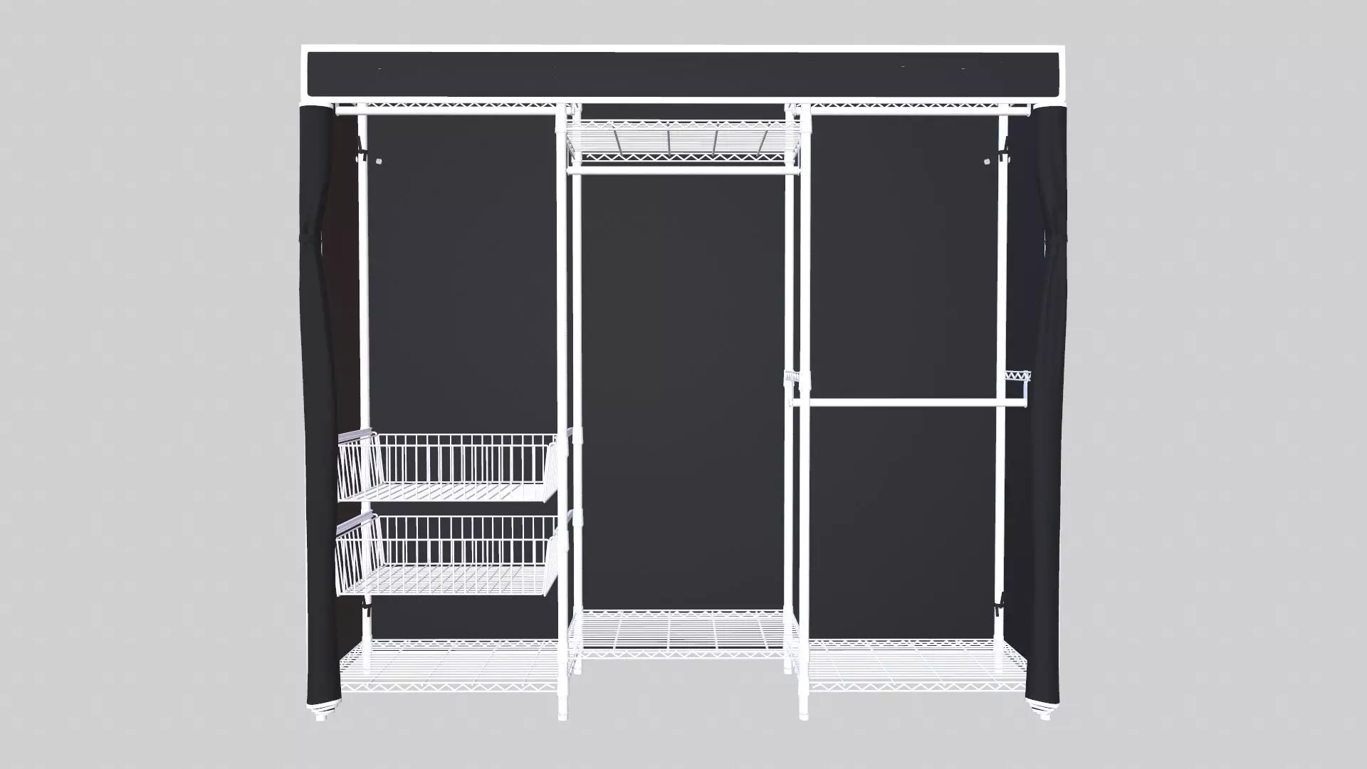 Portable Closets Heavy Duty Clothes Rack with Slid Basket 3D model