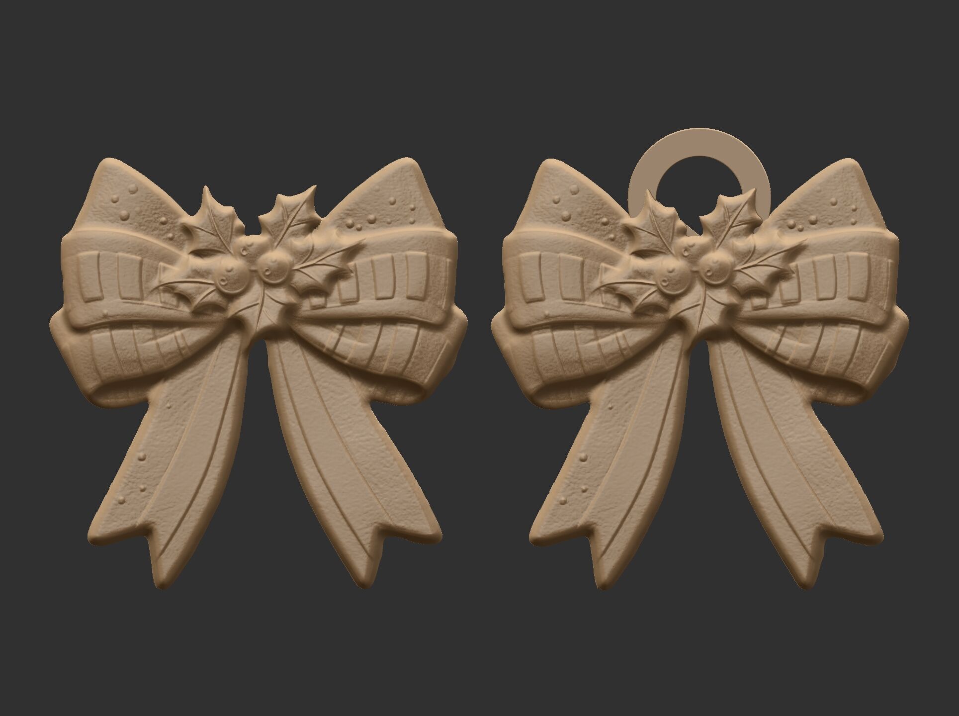 christmas ribbon bow decor 11 3D print model_6