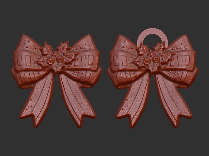 christmas ribbon bow decor 11 3D print model