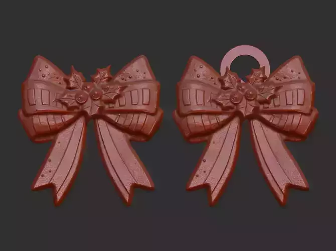 christmas ribbon bow decor 11 3D print model